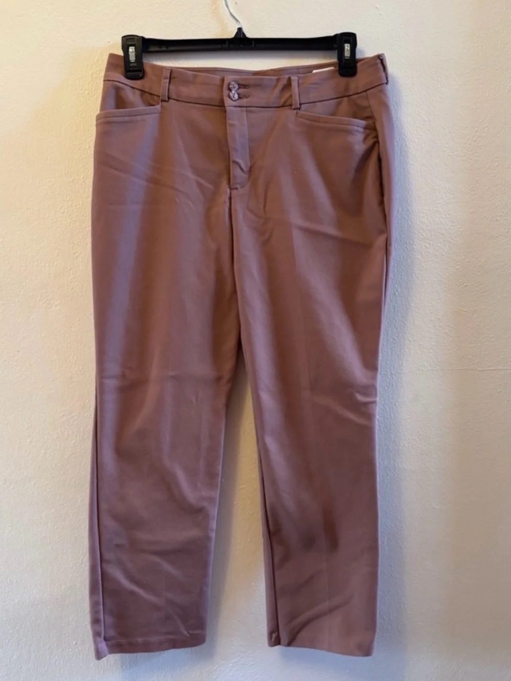 Lee Secretly Shapes Straight Leg Pants Size 14P Petite Dusty Rose Pink Mid Rise